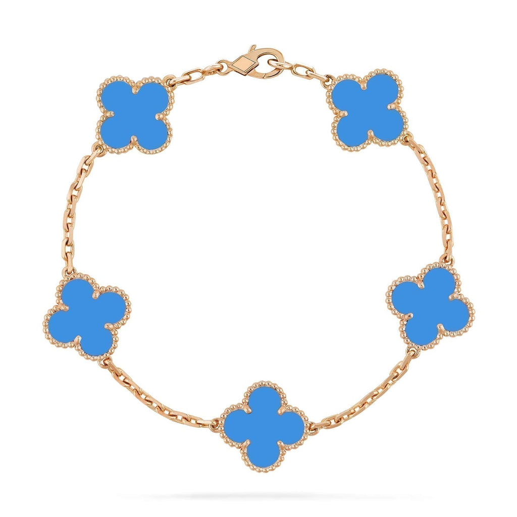 ¡®Imperial¡¯CLOVER 5 MOTIFS BLUE AGATE BRACELET
