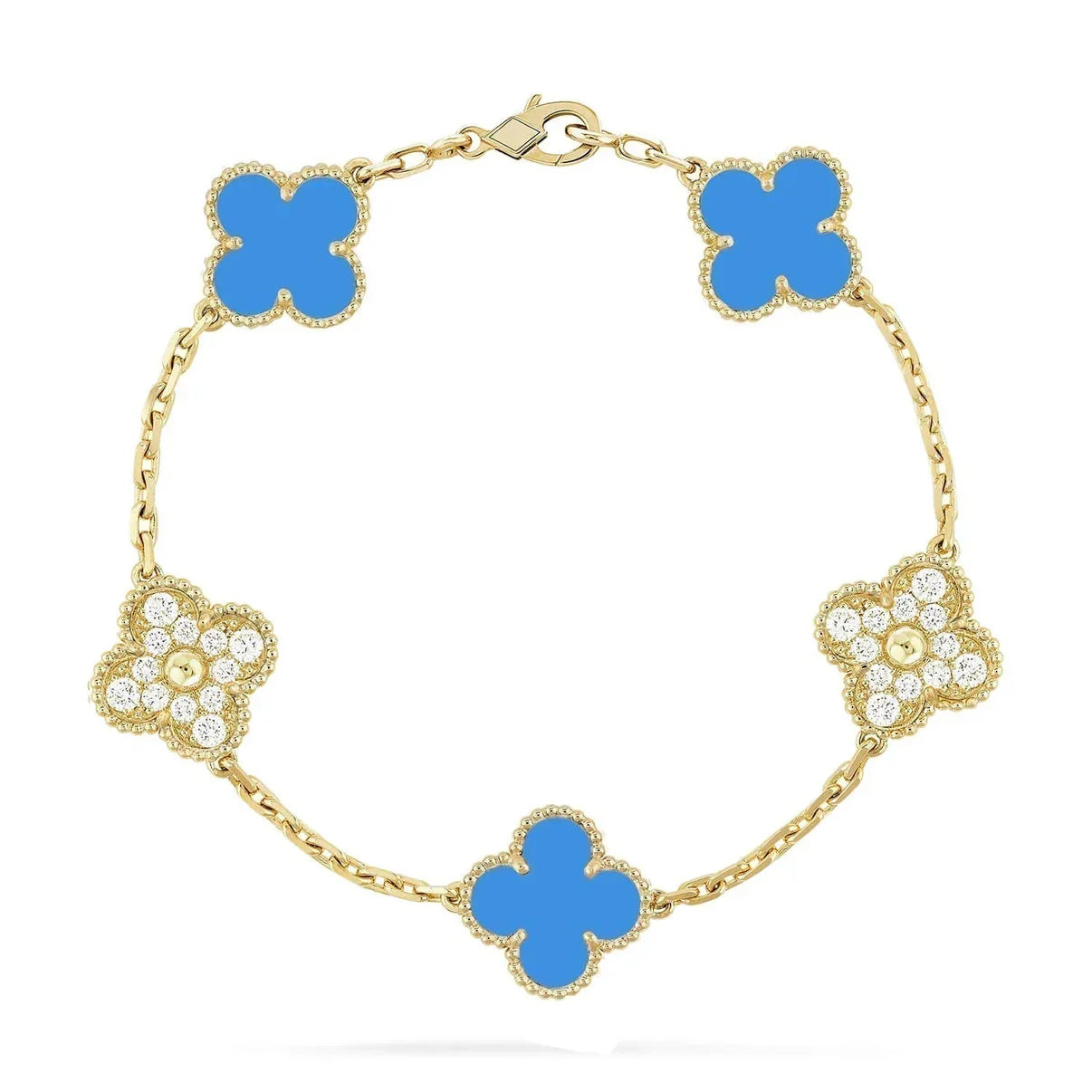 [Imperial]Nueva COLECCIÓN DE BRAZALETE TREBOL 5 MOTIVOS AGATA AZUL