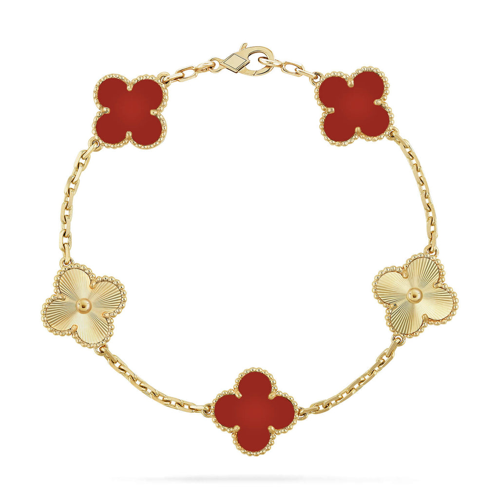 ¡®Imperial¡¯CLOVER  5 MOTIFS CARNELIAN GOLD BRACELET