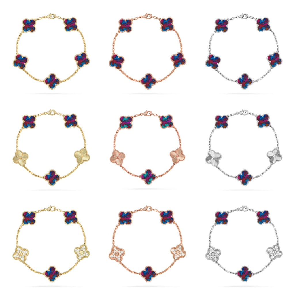 [Imperial]Nueva COLECCIÓN DE BRAZALETE TREBOL 5 MOTIVOS GEMAS DE COLOR