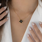 ¡®Imperial¡¯CLOVER 15MM DIAMOND ONYX NECKLACE