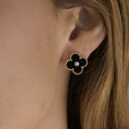 Imperial CLOVER MEDIUM 1 MOTIFS ONYX DIAMOND EARRINGS