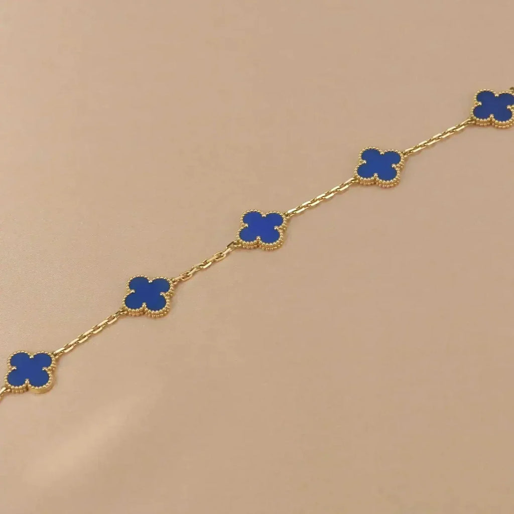 [Imperial]Nueva COLECCIÓN DE BRAZALETE TREBOL 5 MOTIVOS AGATA AZUL