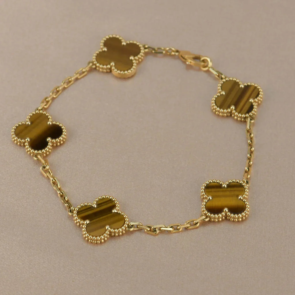 [Imperial]Nueva COLECCIÓN DE BRAZALETE TREBOL 5 MOTIVOS OJO DE TIGRE