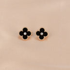 Imperial CLOVER MEDIUM 1 MOTIFS ONYX DIAMOND EARRINGS