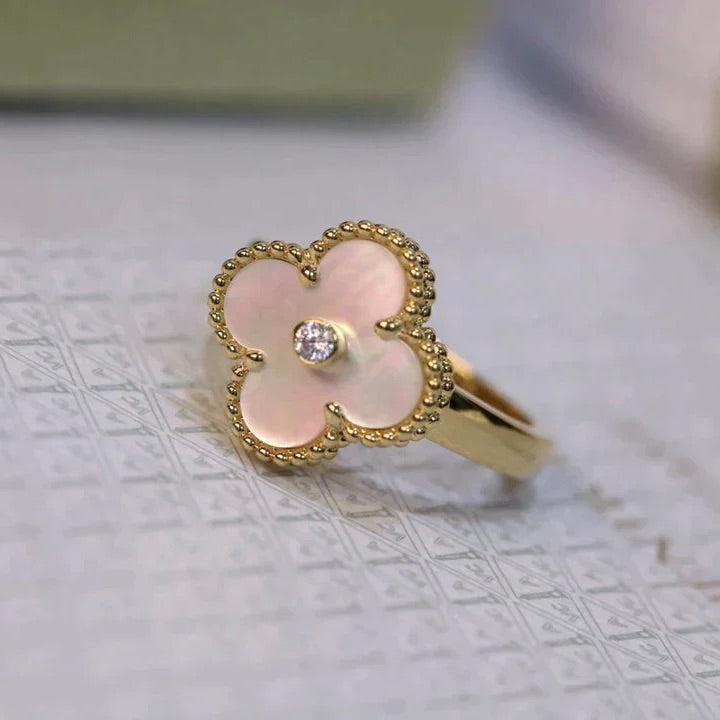 Imperial CLOVER PINK MOP RING GOLD DIAMOND