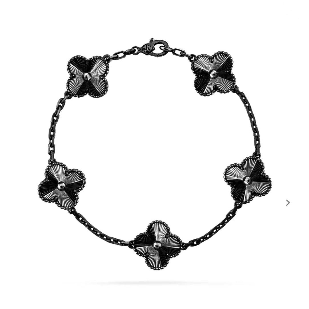 [Imperial]Nuevo BRAZALETE NEGRO TREBOL 5 MOTIVOS