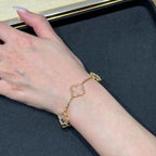 [Imperial]Nuevo BRAZALETE DE CRISTAL DE ROCA TREBOL 5 MOTIVOS
