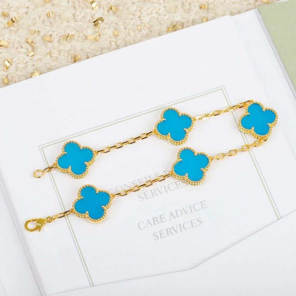 [Imperial]Nueva COLECCIÓN DE BRAZALETE TREBOL 5 MOTIVOS TURQUESA