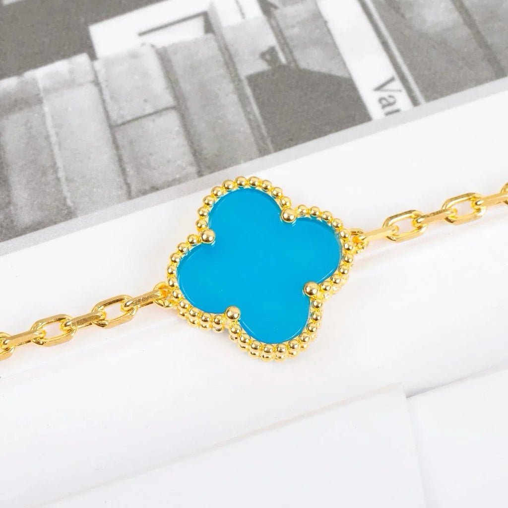 [Imperial]Nueva COLECCIÓN DE BRAZALETE TREBOL 5 MOTIVOS TURQUESA