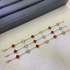 [¡®Imperial¡¯]CLOVER 6 MOTIF RED AGATE LASER BRACELET