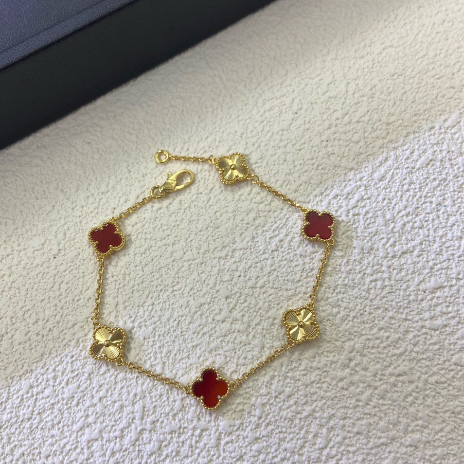 [¡®Imperial¡¯]BISUTERÍA DE LÁSER DE ÁGATA ROJA 6 MOTIVOS CLOVER