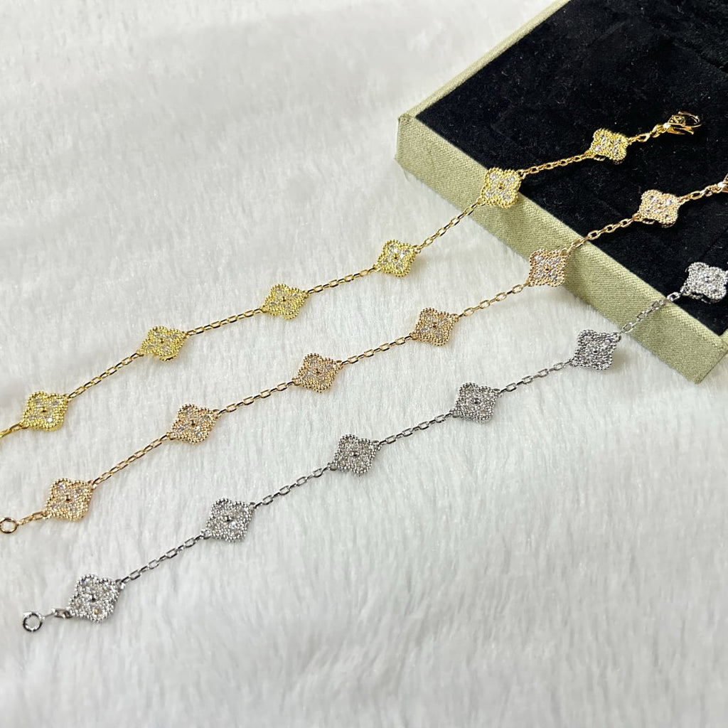 [Imperial]Nuevo BRAZALETE DE DIAMANTE TREBOL 6 MOTIVOS