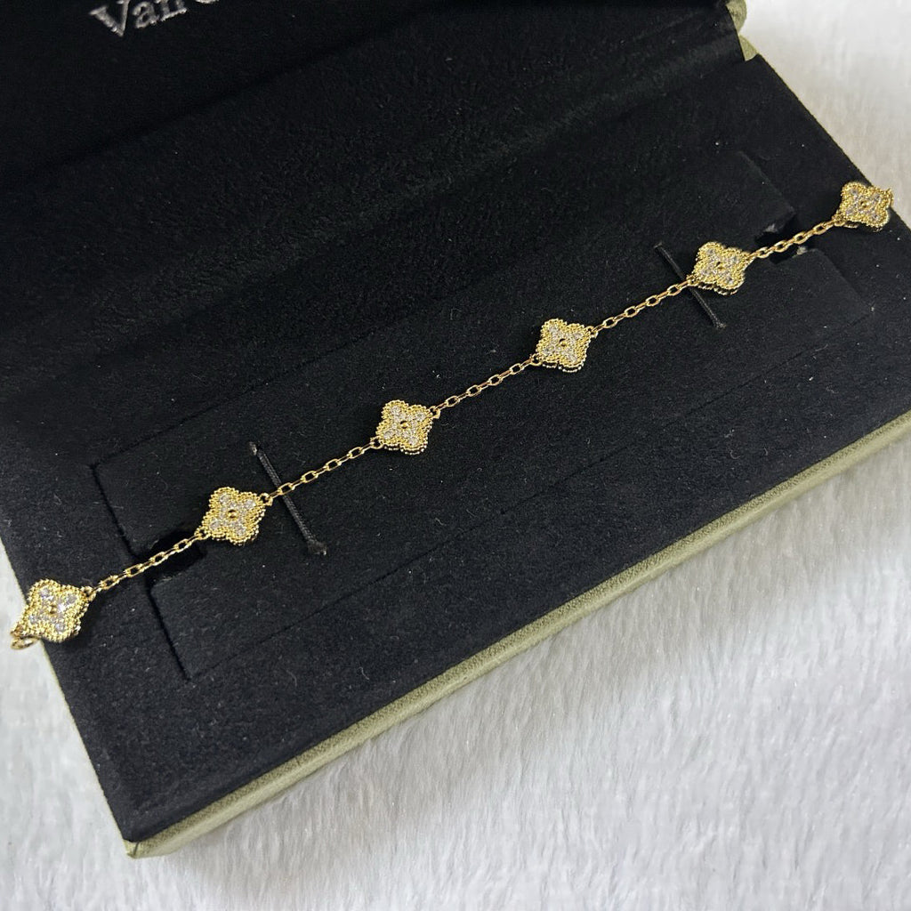 [Imperial]Nuevo BRAZALETE DE DIAMANTE TREBOL 6 MOTIVOS