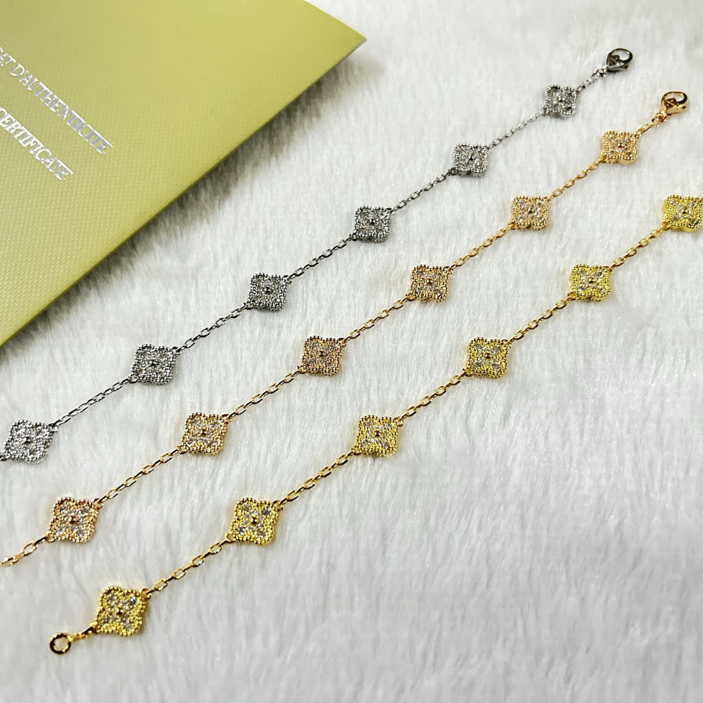 [Imperial]Nuevo BRAZALETE DE DIAMANTE TREBOL 6 MOTIVOS