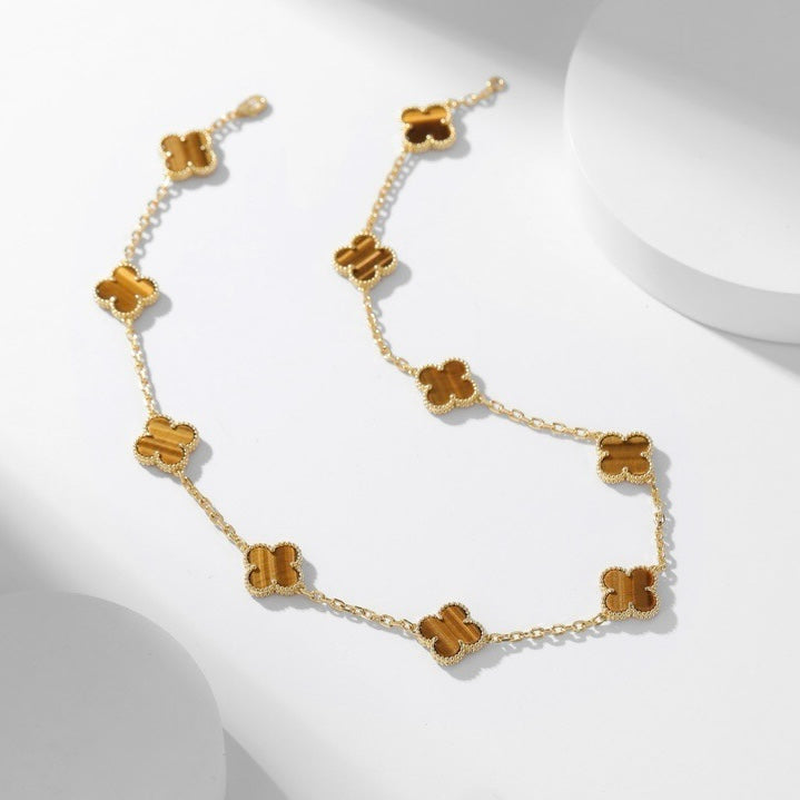¡®Imperial¡¯CLOVER 10 MOTIFS TIGER EYE NECKLACE