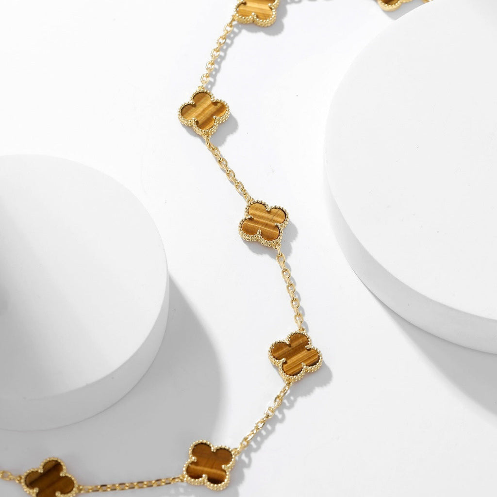 ¡®Imperial¡¯CLOVER 10 MOTIFS TIGER EYE NECKLACE