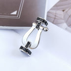 Imperial FORCE Großes Hufeisen Schwarzes Diamantarmband Silber