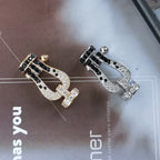 Imperial FORCE Großes Hufeisen-Armband, schwarz-weiß, mit Diamanten besetzt, Roségold