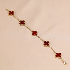 [Imperial]Nueva COLECCIÓN DE BRAZALETE TREBOL 5 MOTIVOS CORNALINA ROJA