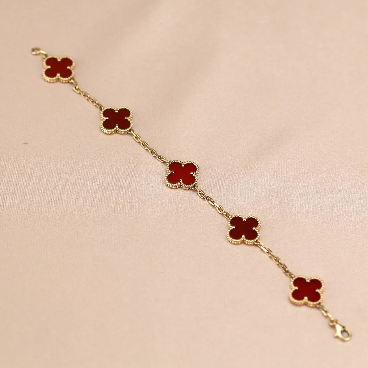 [Imperial]Nueva COLECCIÓN DE BRAZALETE TREBOL 5 MOTIVOS CORNALINA ROJA