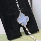 [Imperial]Nueva COLECCIÓN DE BRAZALETE TREBOL 5 MOTIVOS CALCEDONIA MORADA