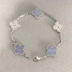 [Imperial]Nueva COLECCIÓN DE BRAZALETE TREBOL 5 MOTIVOS CALCEDONIA MORADA