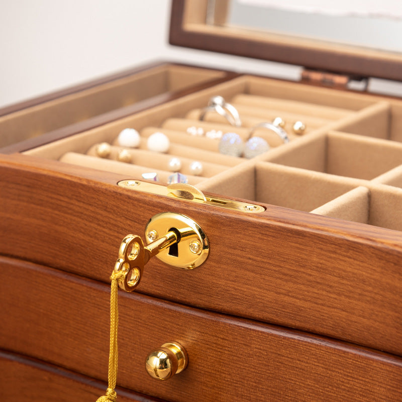 Schmuckaufbewahrungsbox, mehrlagig, großes Fassungsvermögen, aus Holz