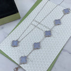 [Imperial]Nueva COLECCIÓN DE BRAZALETE TREBOL 5 MOTIVOS CALCEDONIA MORADA