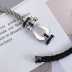 Imperial FORCE Großes Hufeisen Schwarzes Diamantarmband Silber