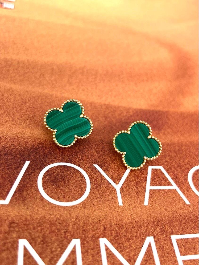 [Imperial] TREBOL GRANDE (20mm) 1 MOTIVOS ARETES DE TUERCA MADRE PERLA VERDE