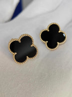 [Imperial] TREBOL ARETES MADRE PERLA NEGRA 20MM