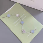 ¡®Imperial¡¯CLOVER  5 MOTIF DIAMOND PURPLE CHALCEDONY BRACELET SILVER