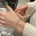 [Imperial]Nueva COLECCIÓN DE BRAZALETE TREBOL 5 MOTIVOS CALCEDONIA MORADA
