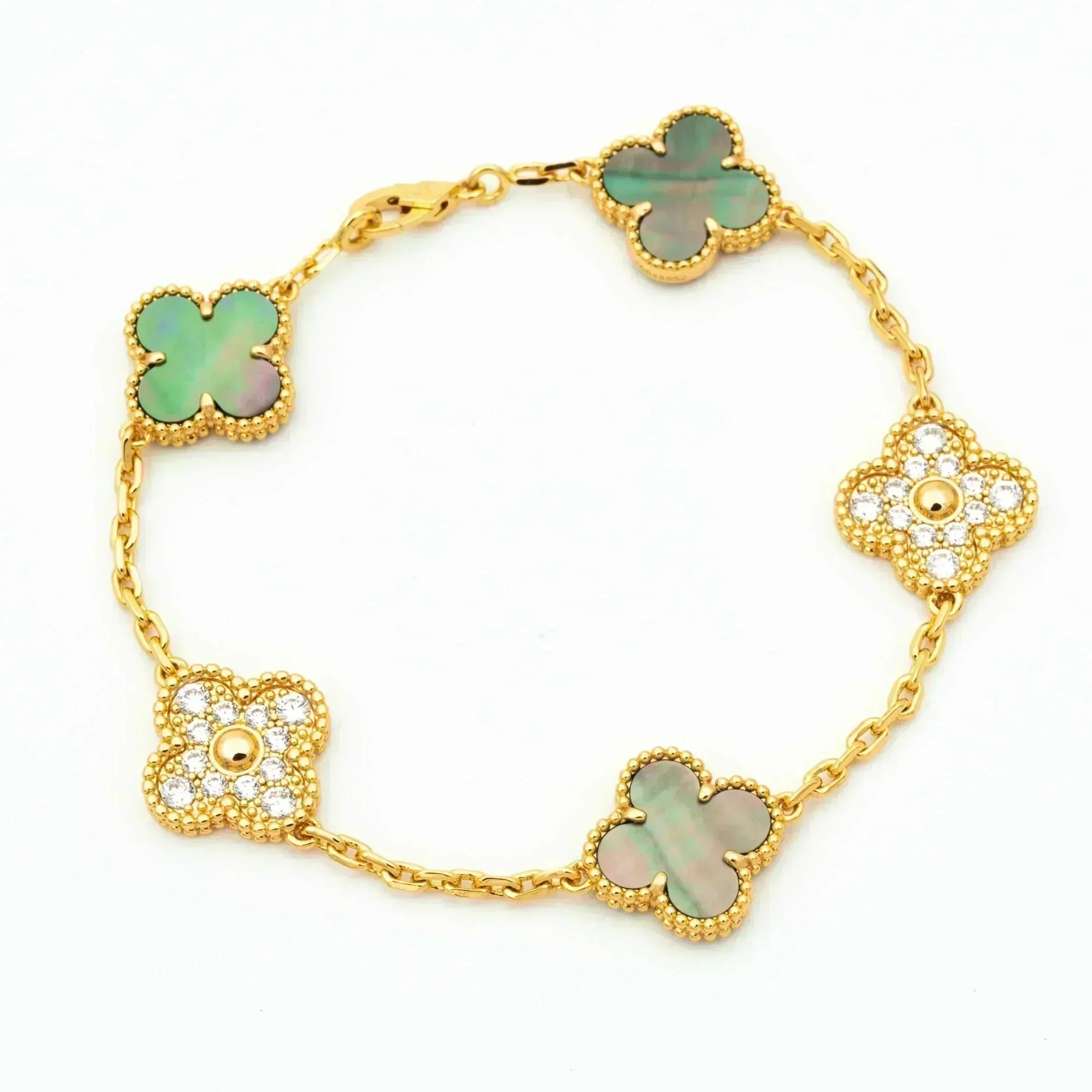 Imperial CLOVER 5 MOTIF GRAUES MOP-DIAMANT-ARMBAND