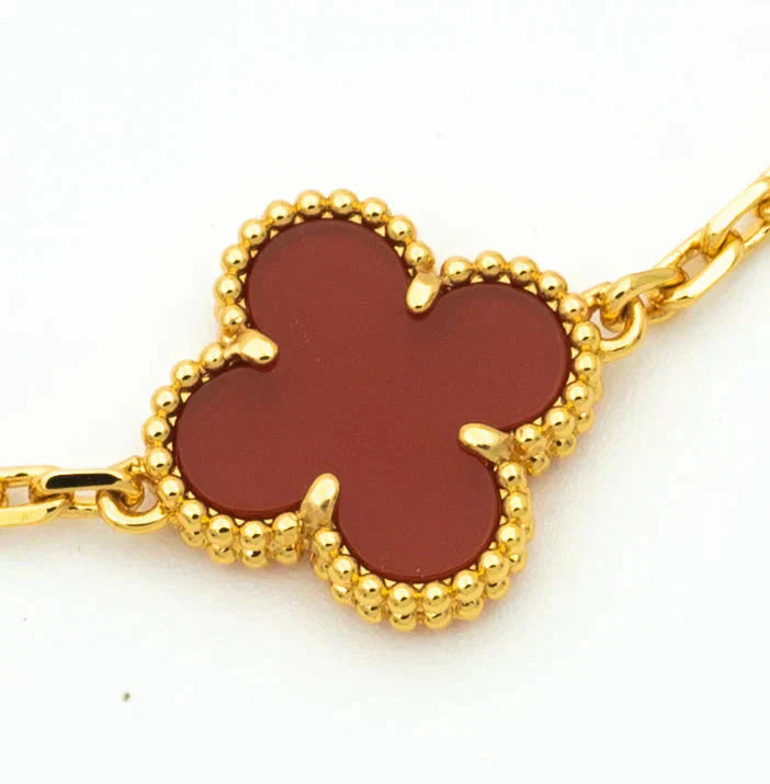 [Imperial]Nueva COLECCIÓN DE BRAZALETE TREBOL 5 MOTIVOS CORNALINA ROJA