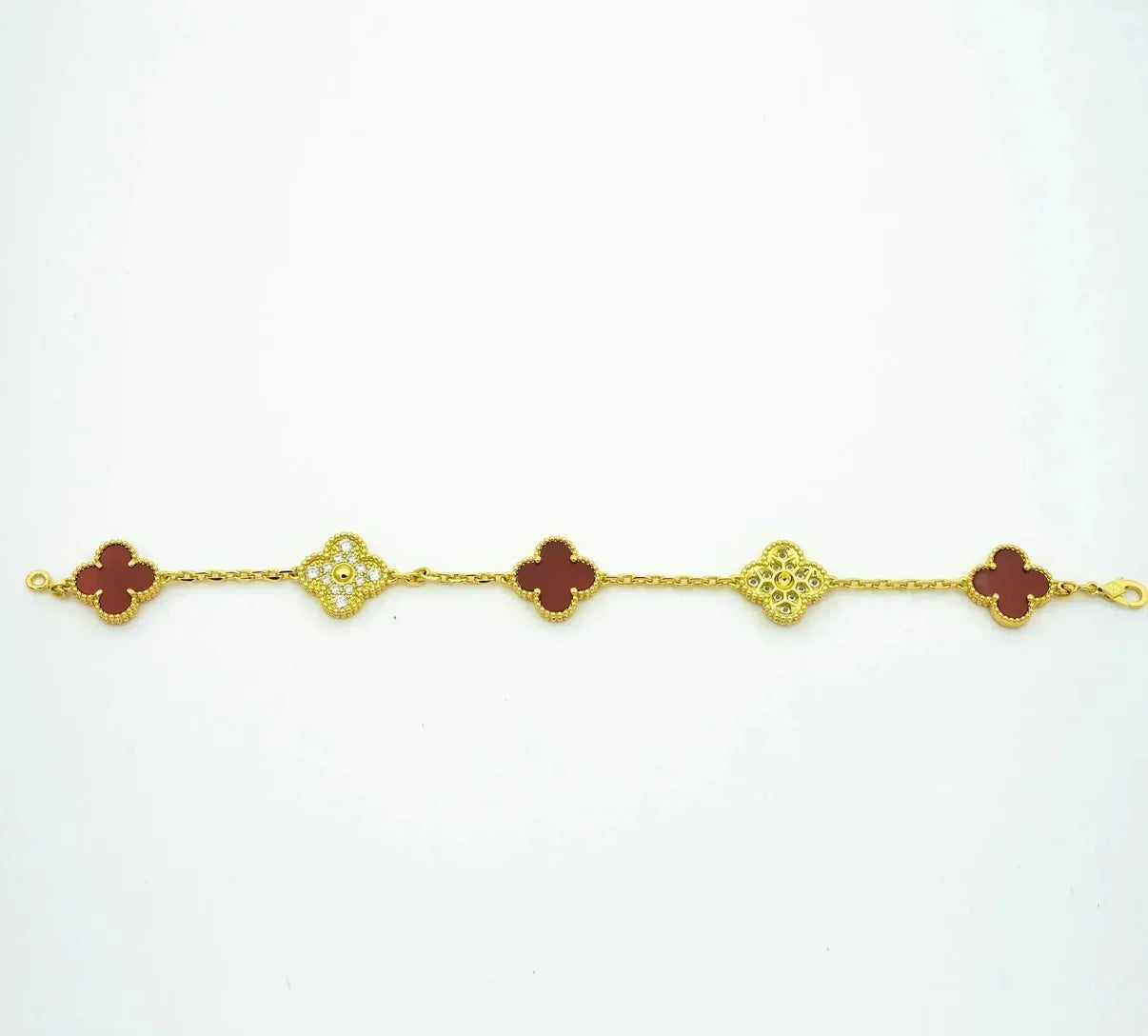 [Imperial]Nueva COLECCIÓN DE BRAZALETE TREBOL 5 MOTIVOS CORNALINA ROJA