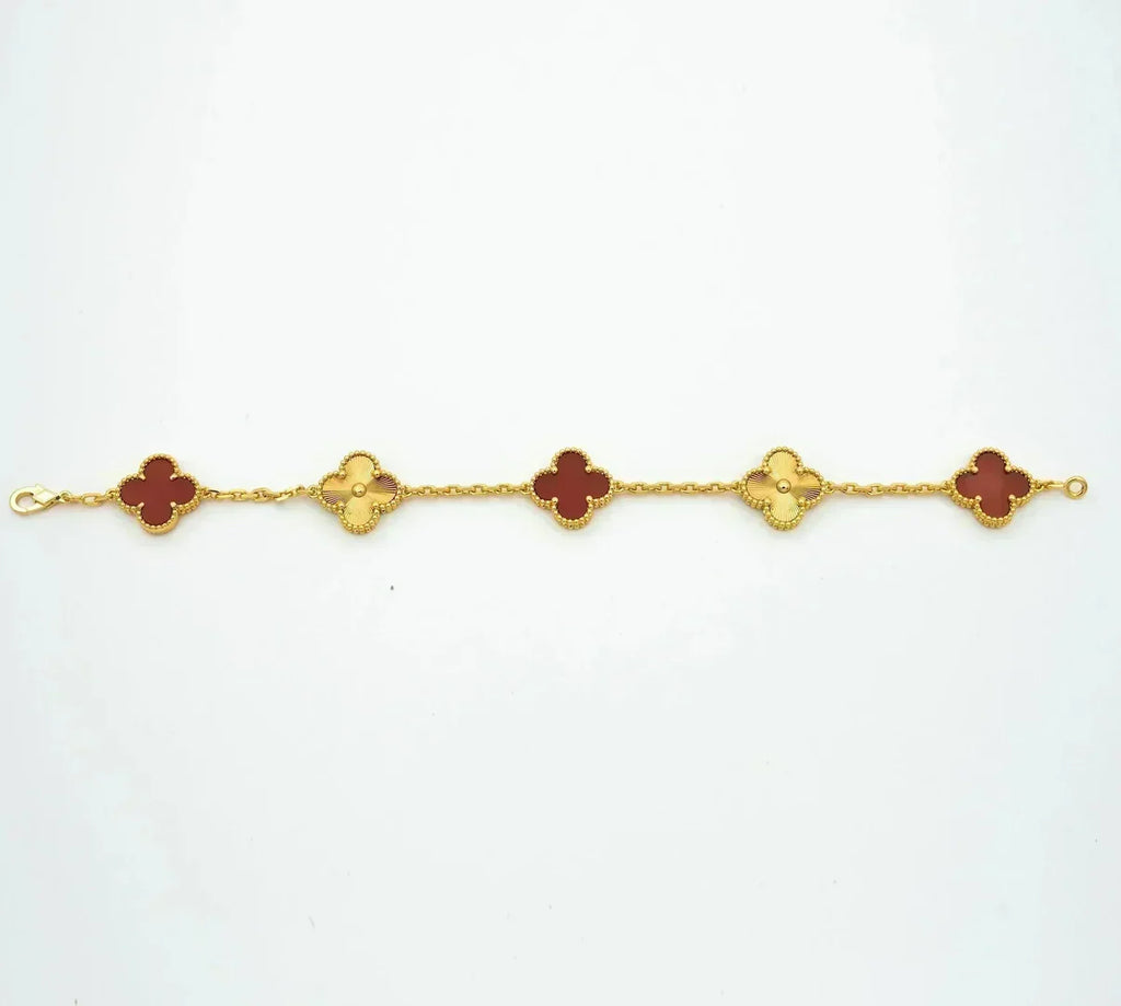 [Imperial]Nueva COLECCIÓN DE BRAZALETE TREBOL 5 MOTIVOS CORNALINA ROJA