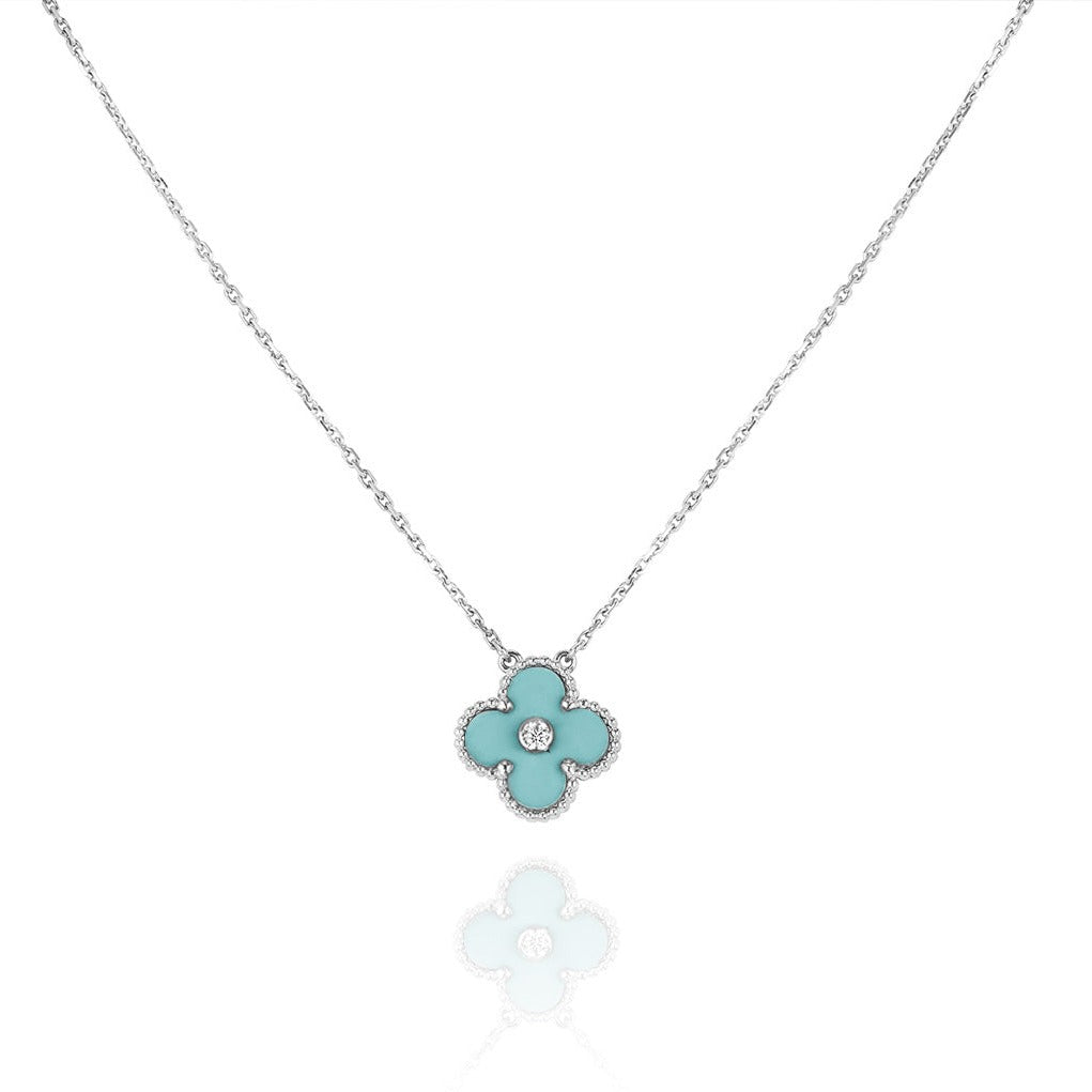Imperial CLOVER 1 DIAMANT HELLBLAU SILBERHALSKETTE