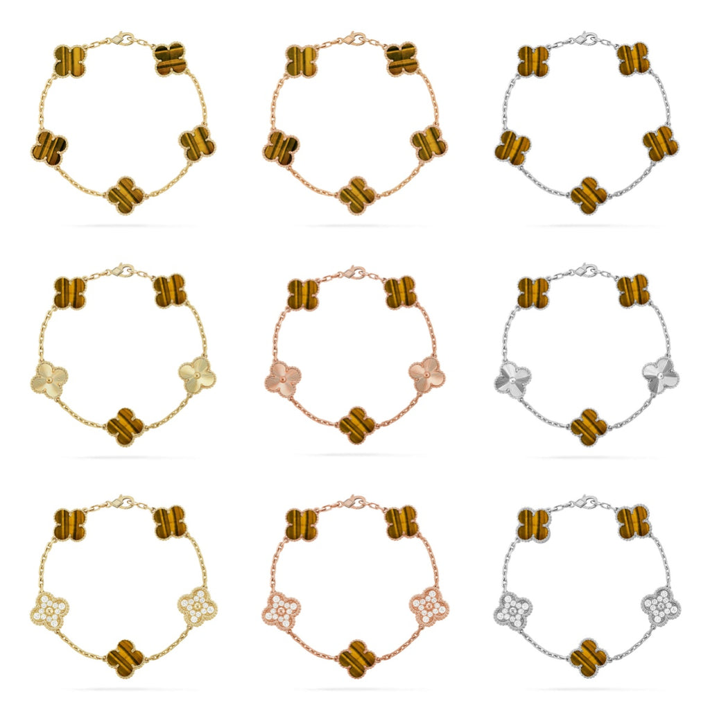 [Imperial]Nueva COLECCIÓN DE BRAZALETE TREBOL 5 MOTIVOS OJO DE TIGRE