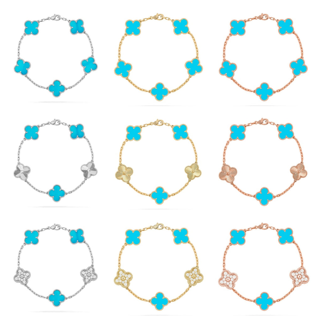 [Imperial]Nueva COLECCIÓN DE BRAZALETE TREBOL 5 MOTIVOS TURQUESA