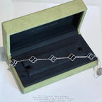 Imperial® Armband mit Kleeblattmotiv, 5 Adern, Onyx, Silber