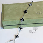 Imperial® Armband mit Kleeblattmotiv, 5 Adern, Onyx, Silber