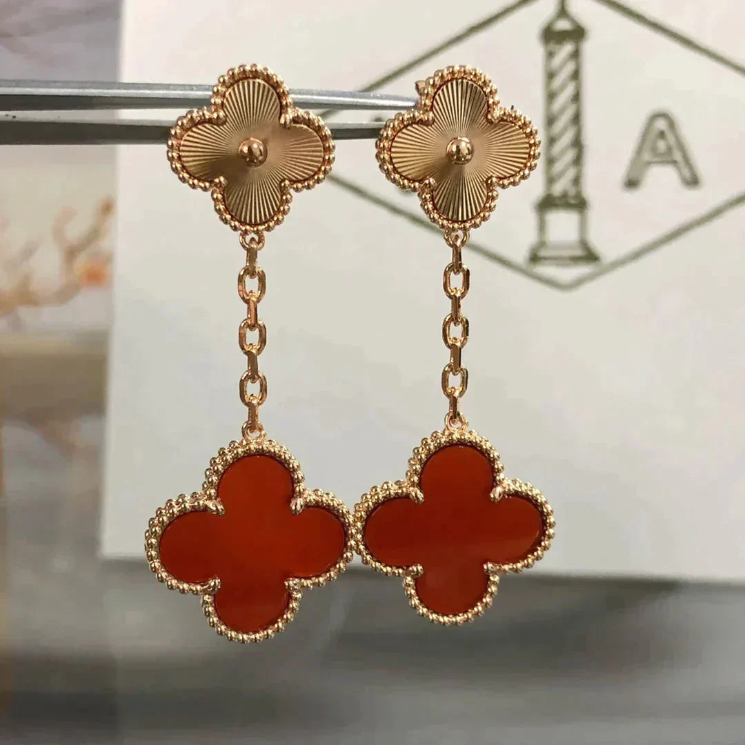 Imperial CLOVER 2 MOTIF LASER CARNELIAN EARRINGS