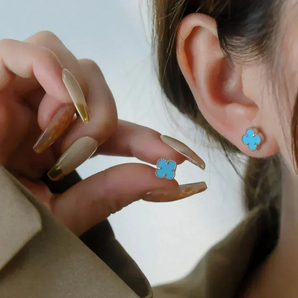 Imperial CLOVER MINI 9,5MM ONYX-OHRSTÜCKE SILBER