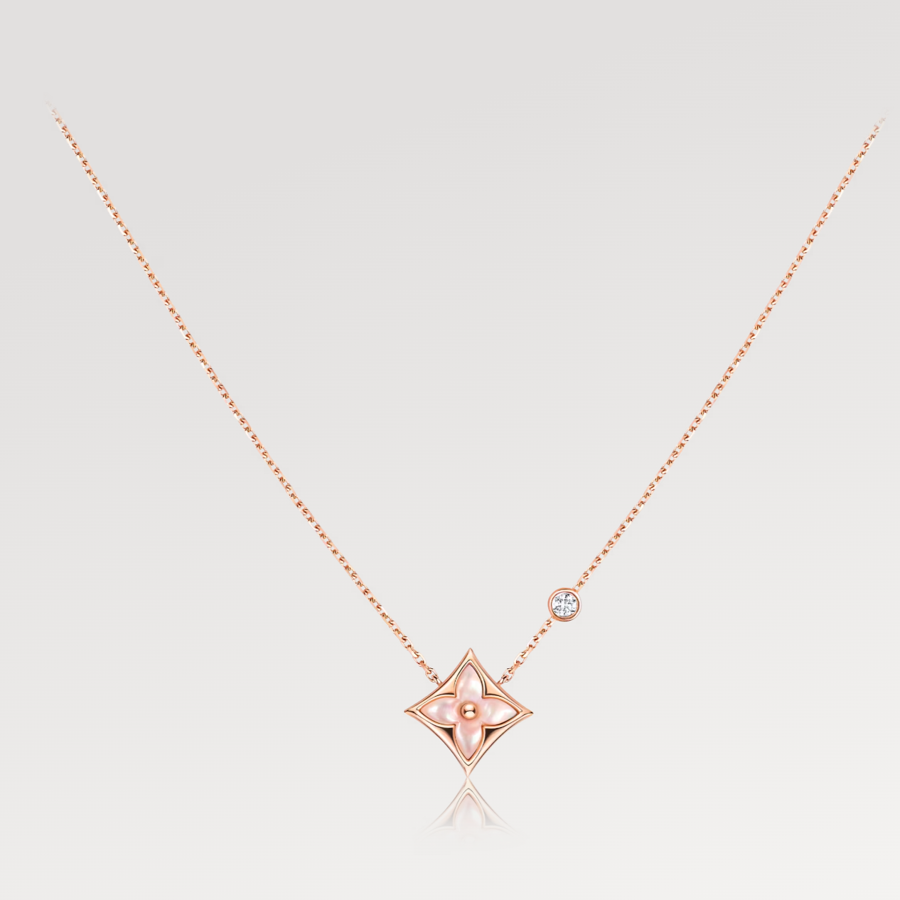 ¡®Imperial¡¯STAR PINK MOP 1 DIAMOND PINK GOLD NECKLACE