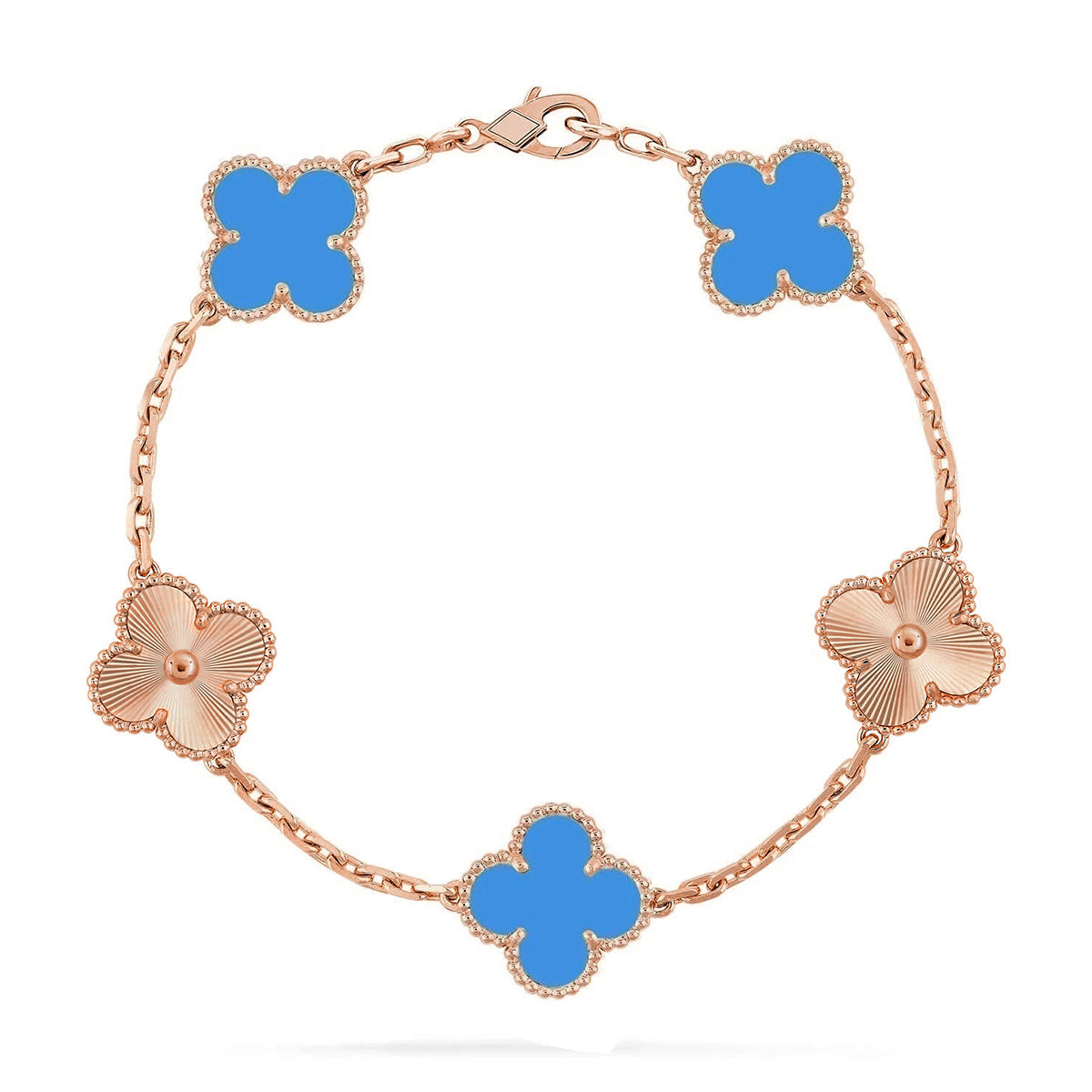 [Imperial]Nueva COLECCIÓN DE BRAZALETE TREBOL 5 MOTIVOS AGATA AZUL