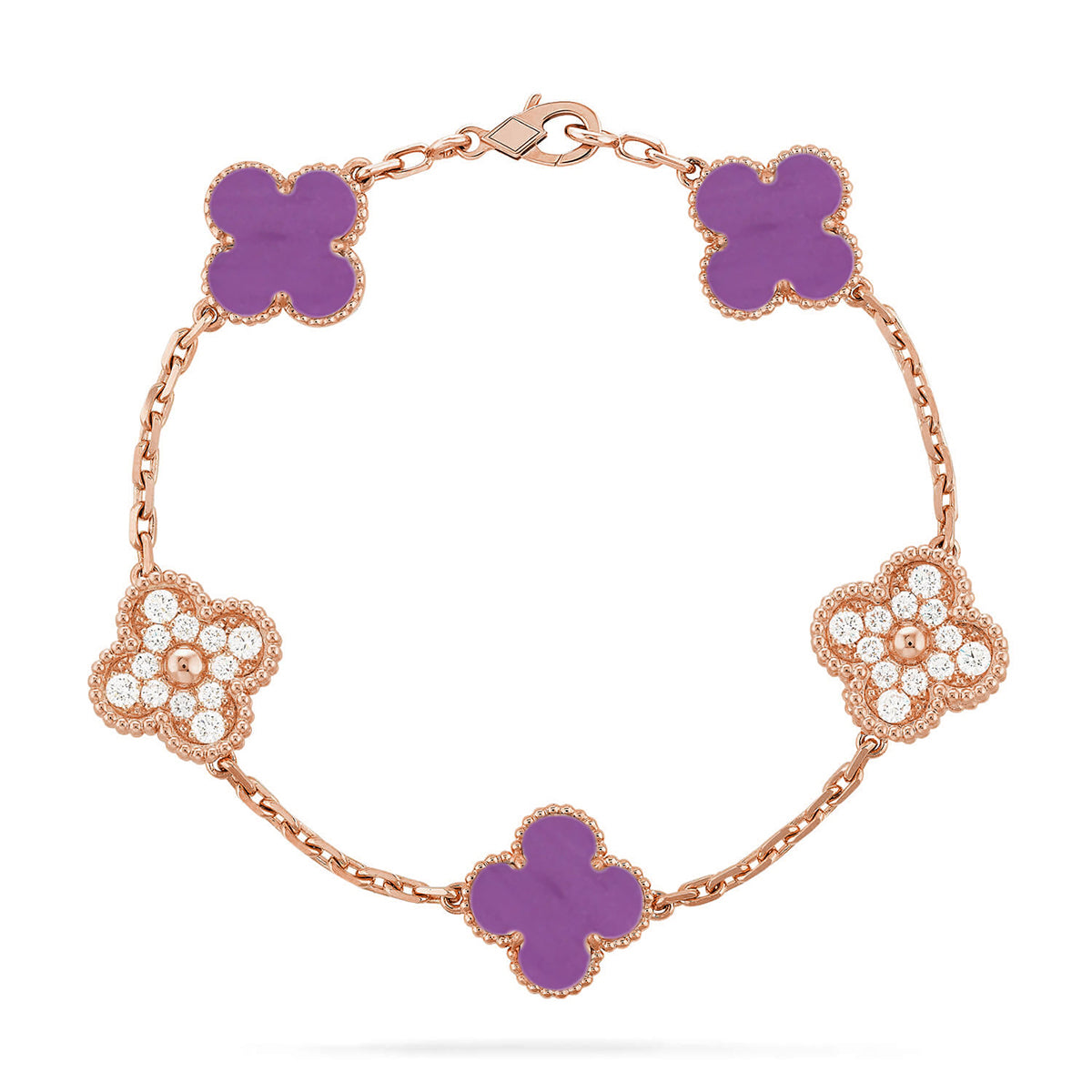 [Imperial]Nueva COLECCIÓN DE BRAZALETE TREBOL 5 MOTIVOS VIOLETA