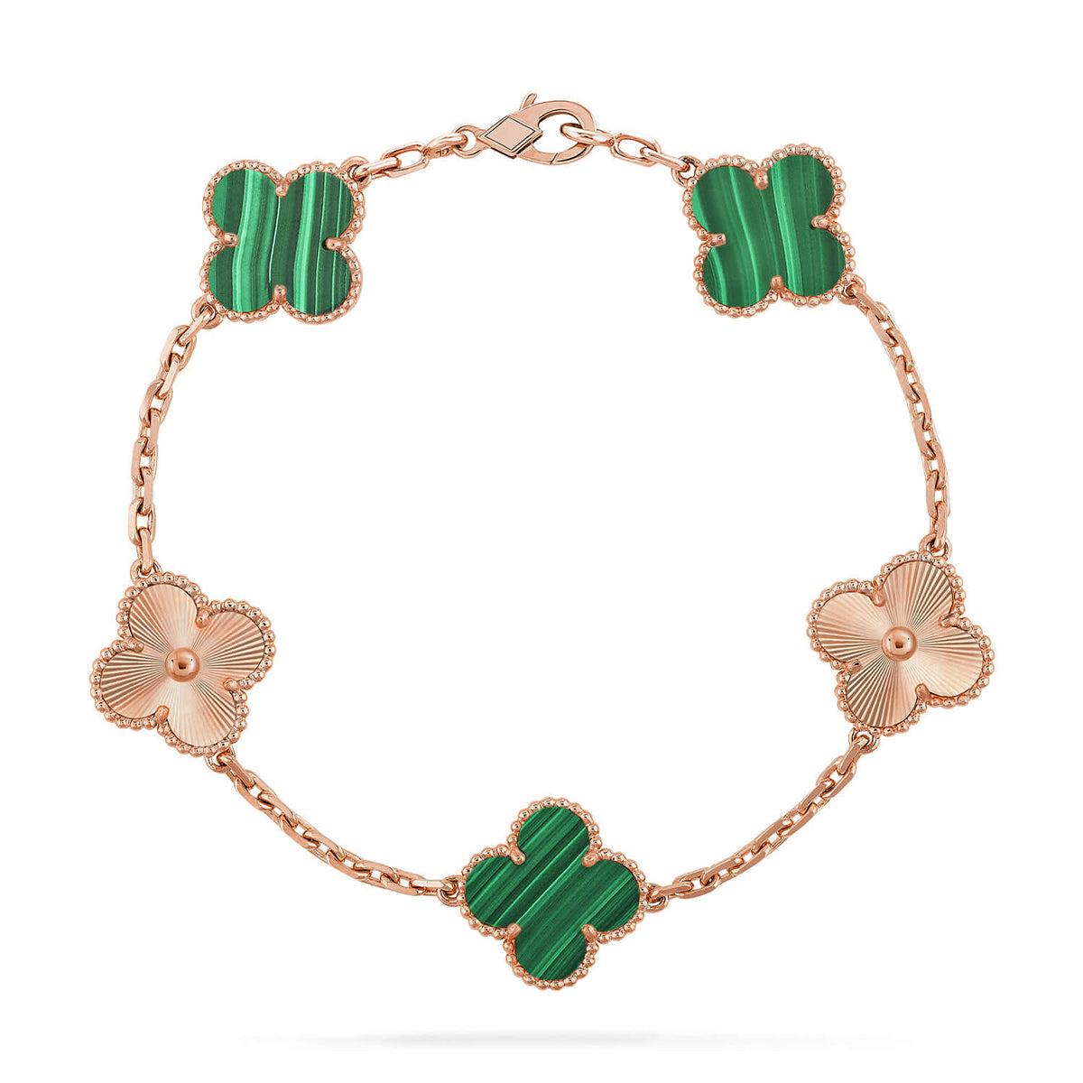 [Imperial]Nueva COLECCIÓN DE BRAZALETE TREBOL 5 MOTIVOS MALACHITA