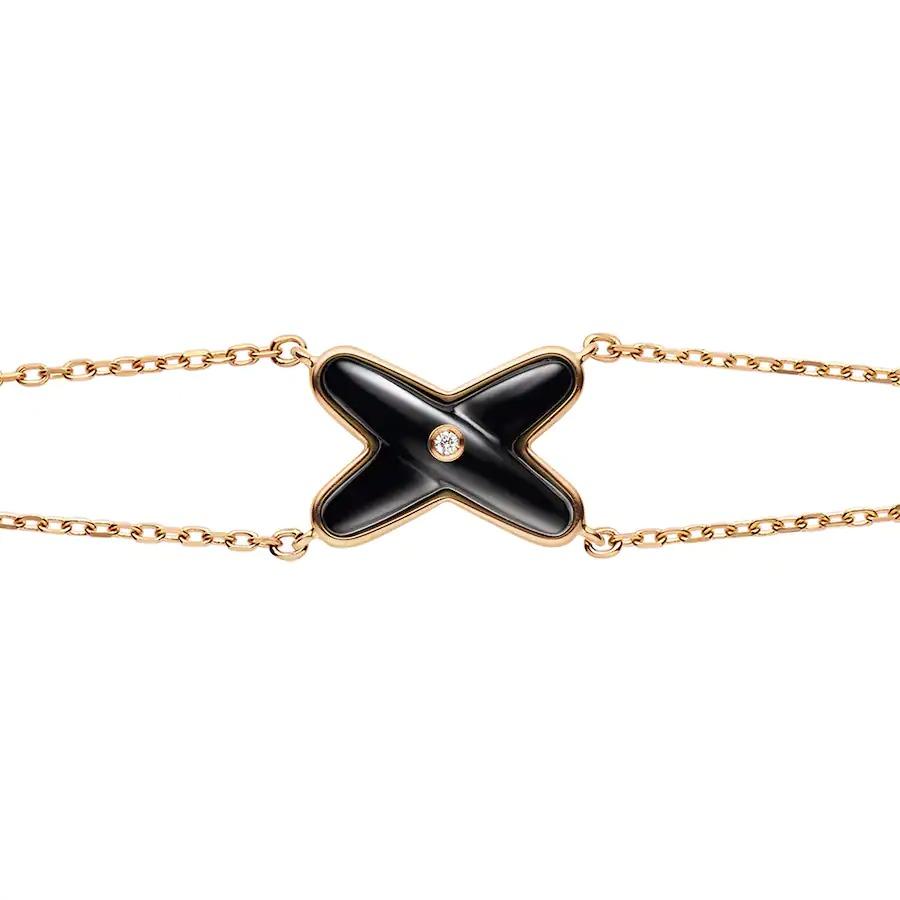 Imperial JEUX ARMBAND ONYX ROSA GOLD 1 DIAMANT